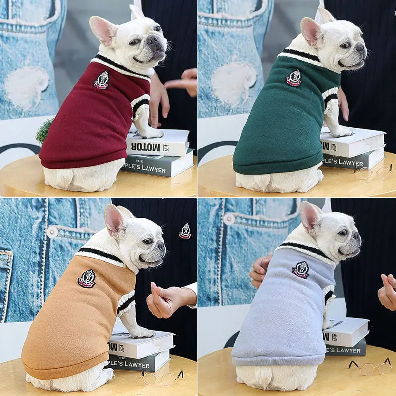 Striped Knitted Dog Sweater V-Neck